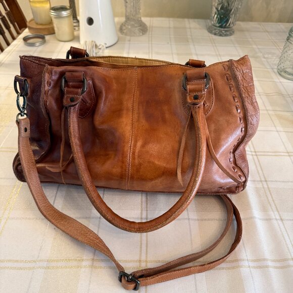 Bed Stu Handbags - Bed Stu Two-Tone Leather Shoulder Bag